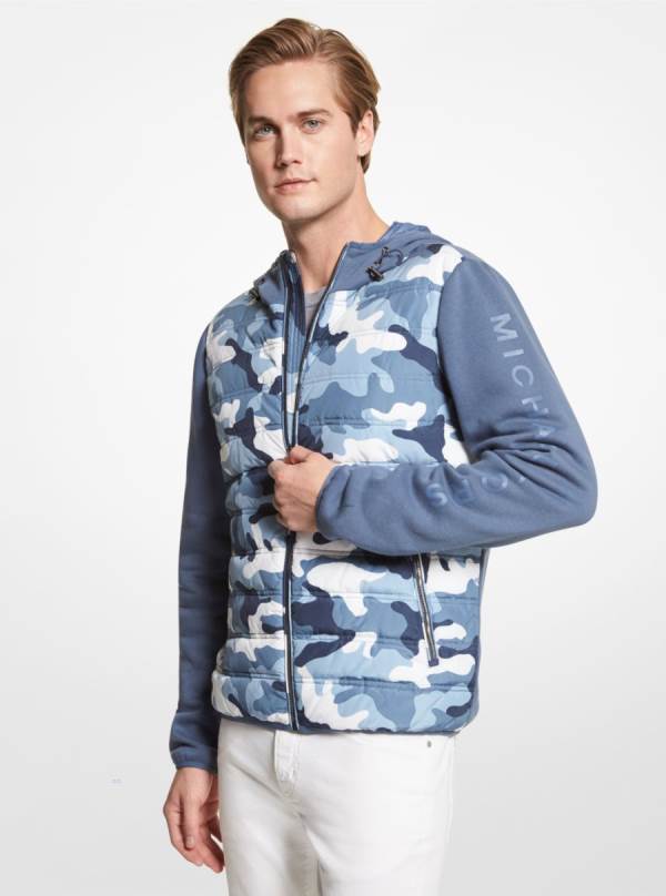 Panske Bundy Michael Kors Camouflage Quilted Nylon Hooded Vest Modre Maskacove - Oblecenie Michael Kors Levně | ZGSJL-7068